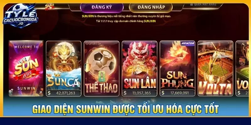 Giao diện Sunwin được tối ưu hóa cực tốt