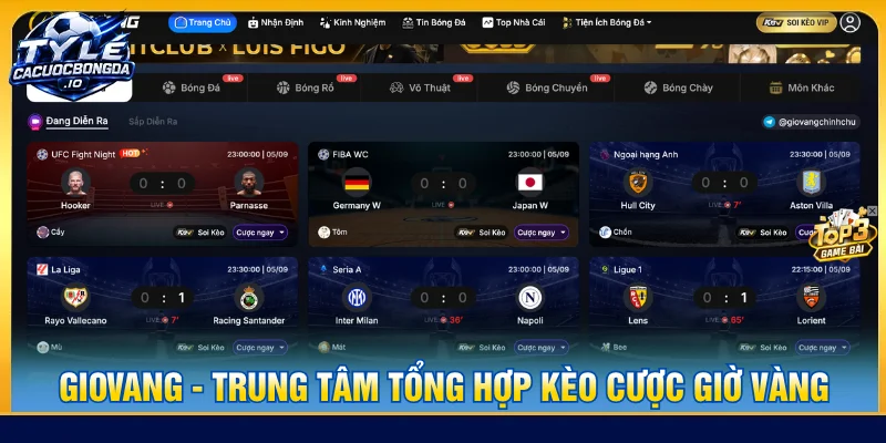 Nhà cái uy tín GIOVANG cập nhật nhanh tỷ lệ thể thao